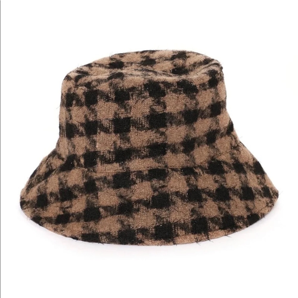 Fashion Nova Brown Houndstooth Bucket Hat